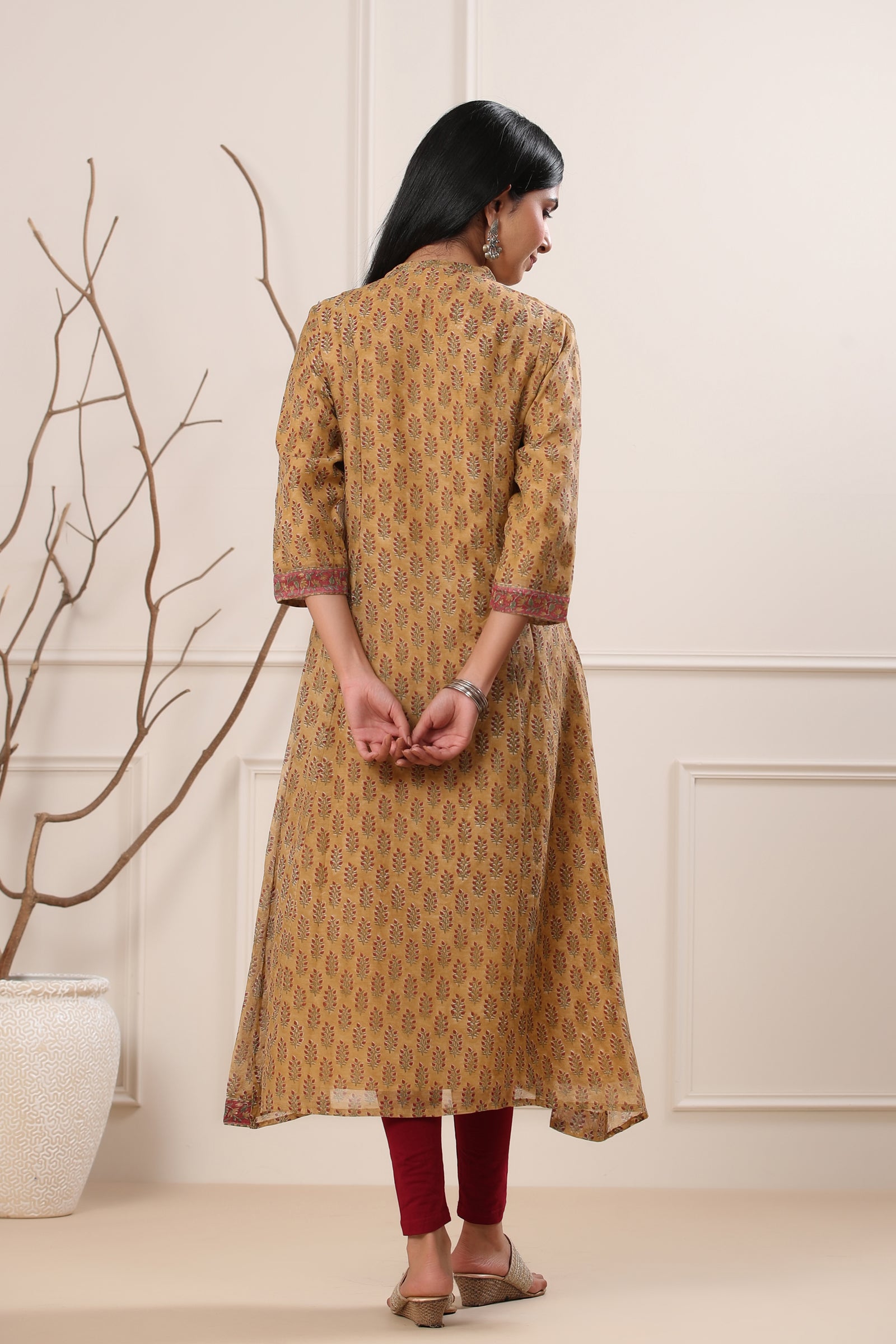 Chandani Bahar Chanderi A-Line Kurta - shahenazindia