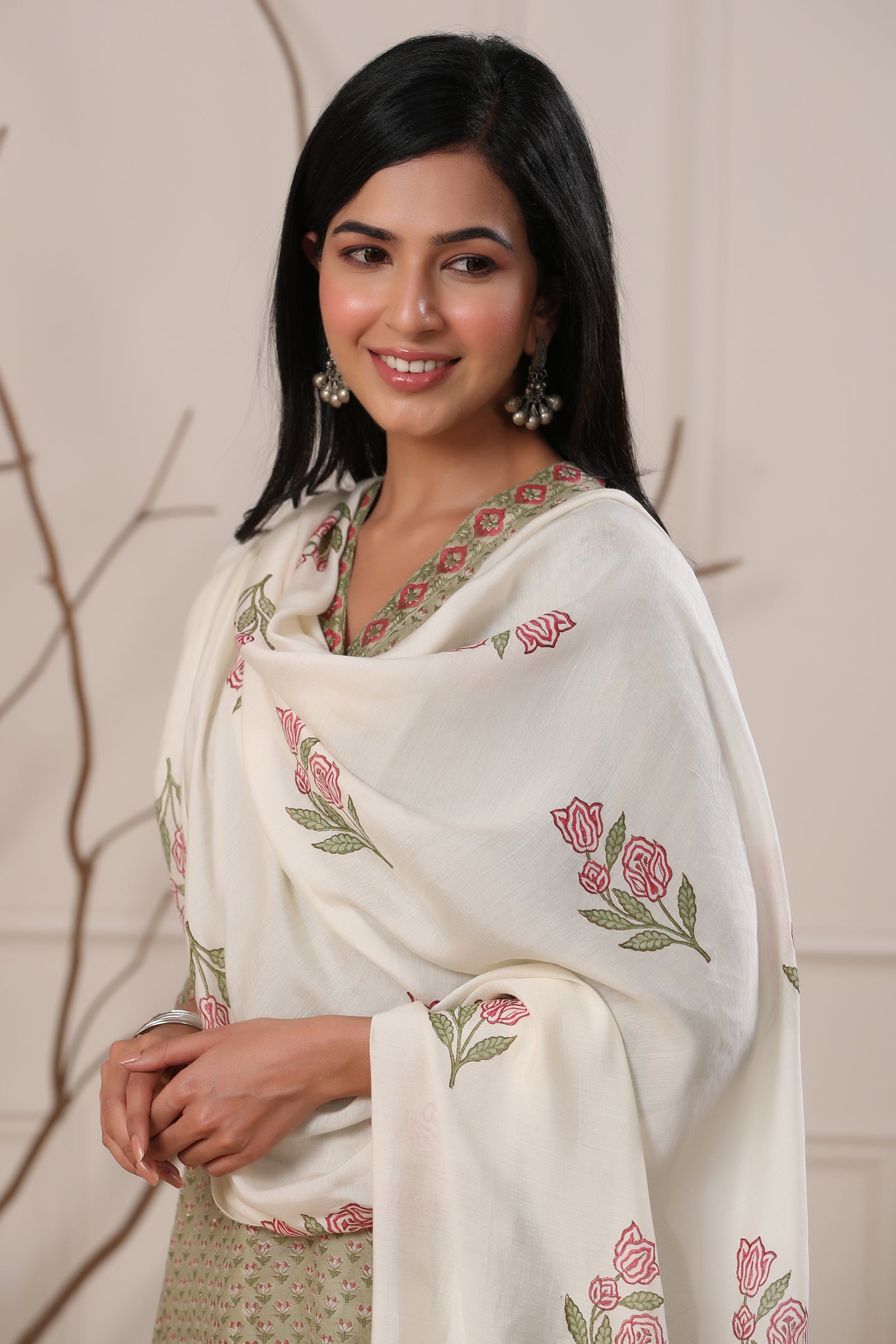 Chandani Zarina Chanderi A-Line Kurta - shahenazindia