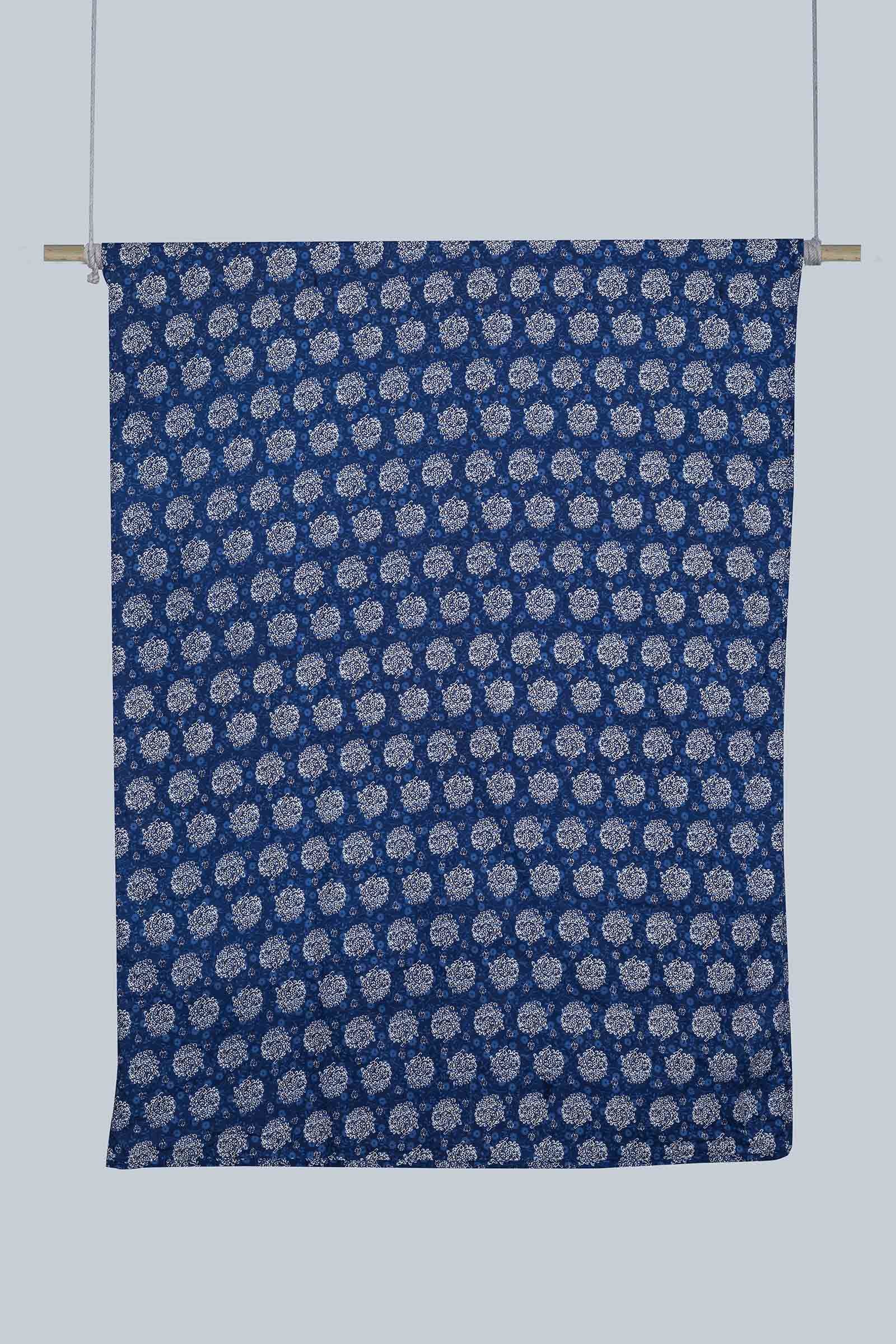 Indigo Ikkat Cotton Flannel Dohar Blossom 3 - shahenazindia