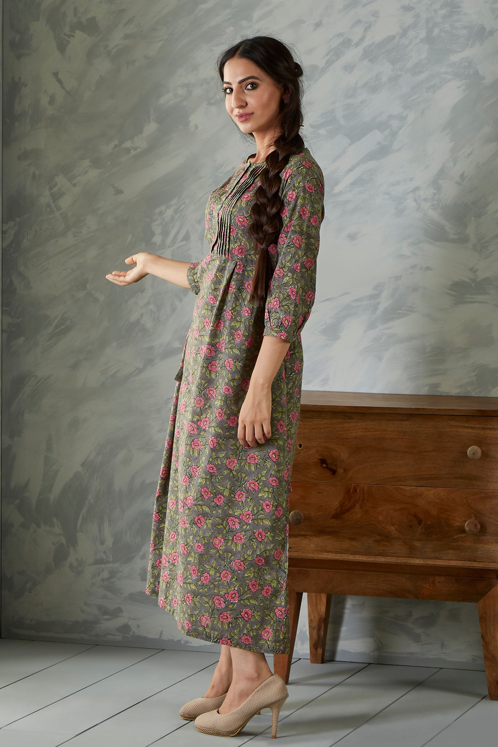Farzeen Bridavan Phool Pleatted Dress - shahenazindia