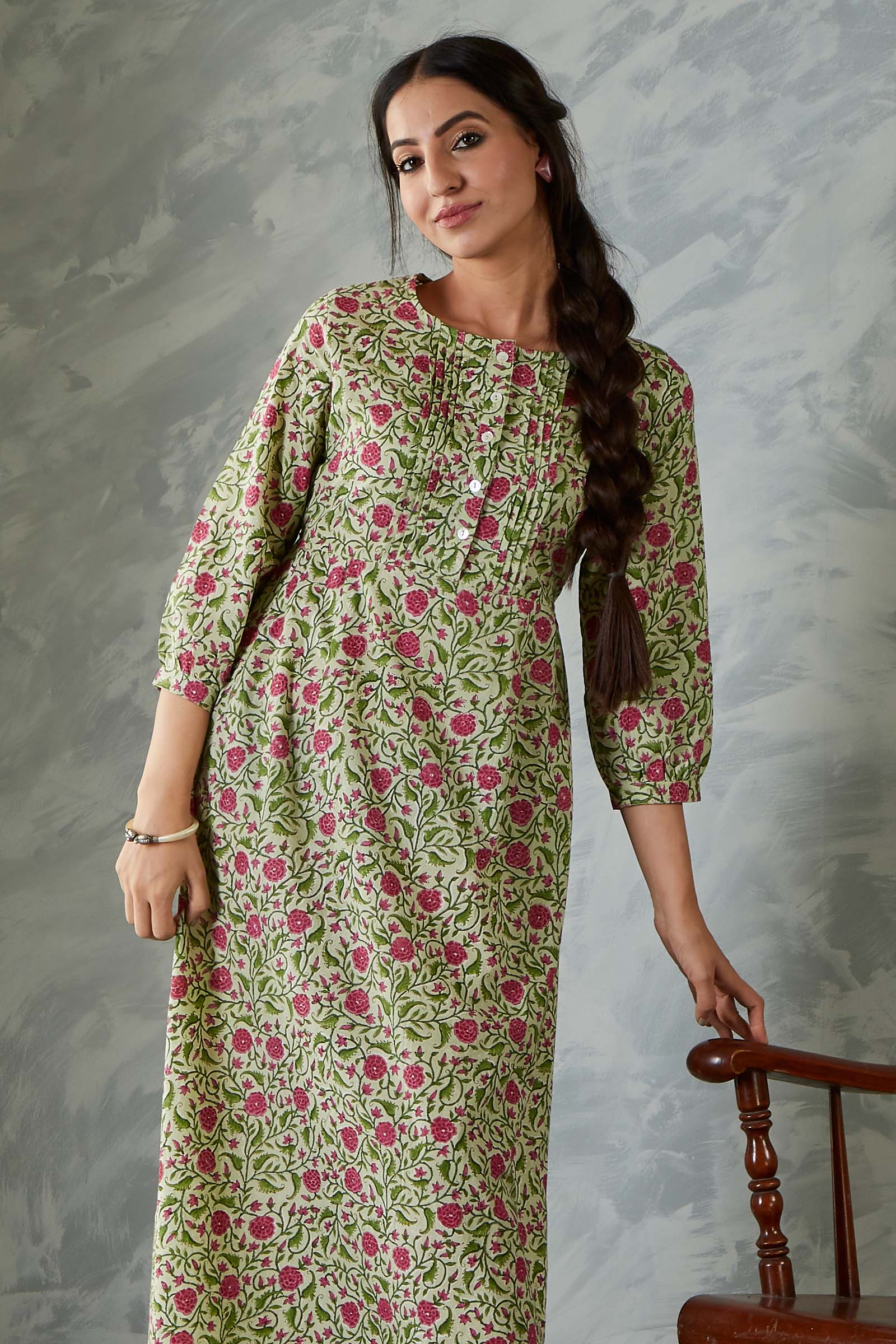 Farzeen Gulbahar Pleatted Dress - shahenazindia