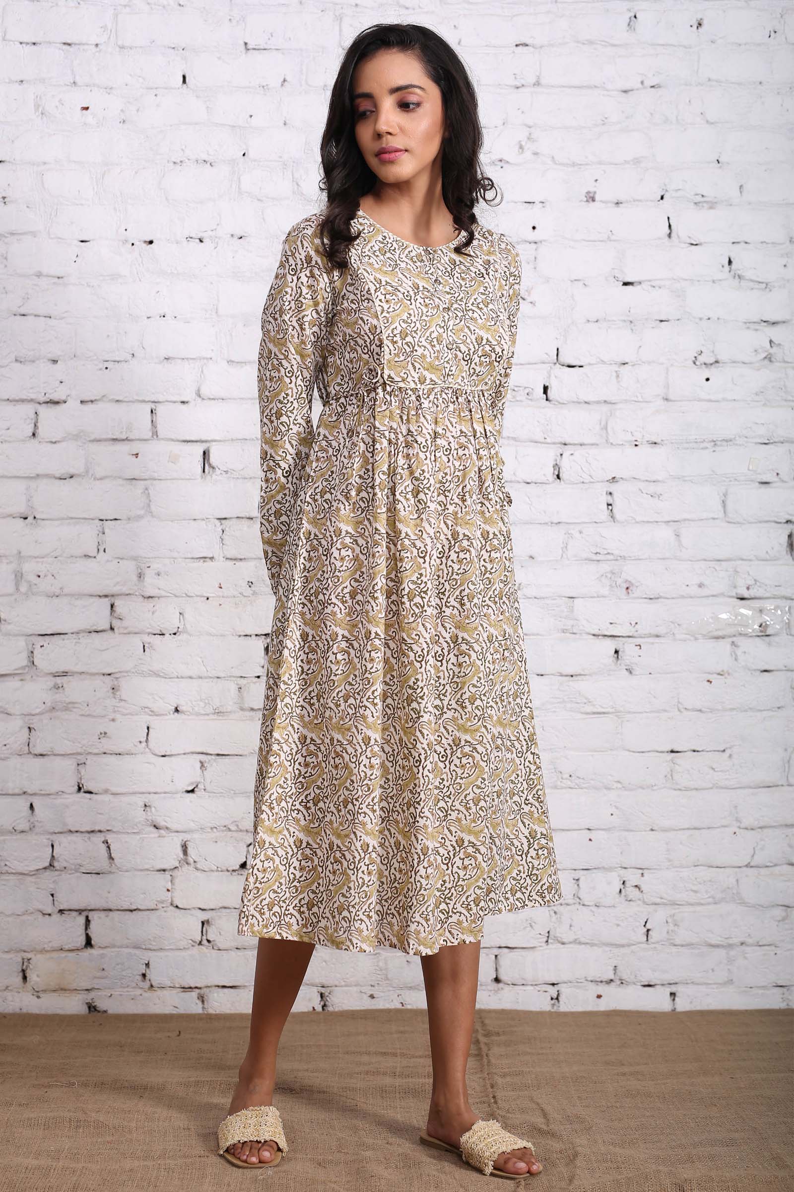 Farzeen Vrindavan Jaal Pleatted Dress - shahenazindia
