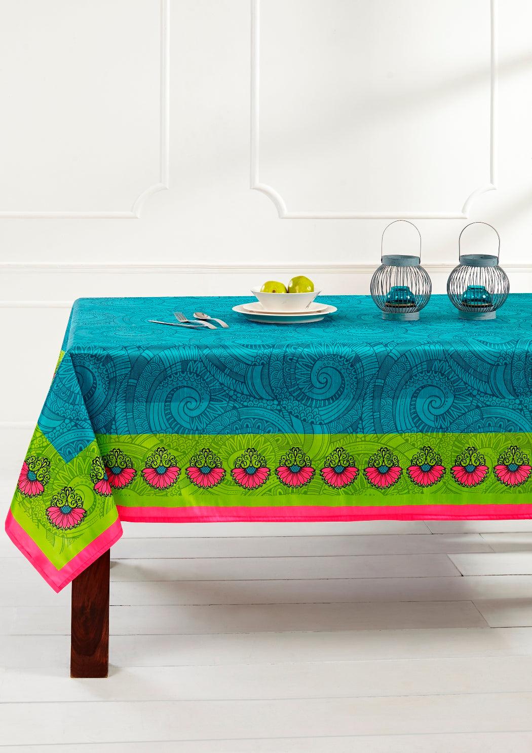 Gia Flower Printed Table Cover - shahenazindia