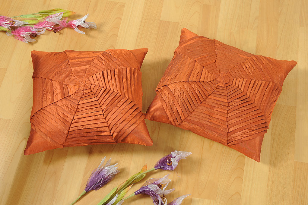 Kyrah Pleated Web Cushion Cover (Set Of Two) - shahenazindia