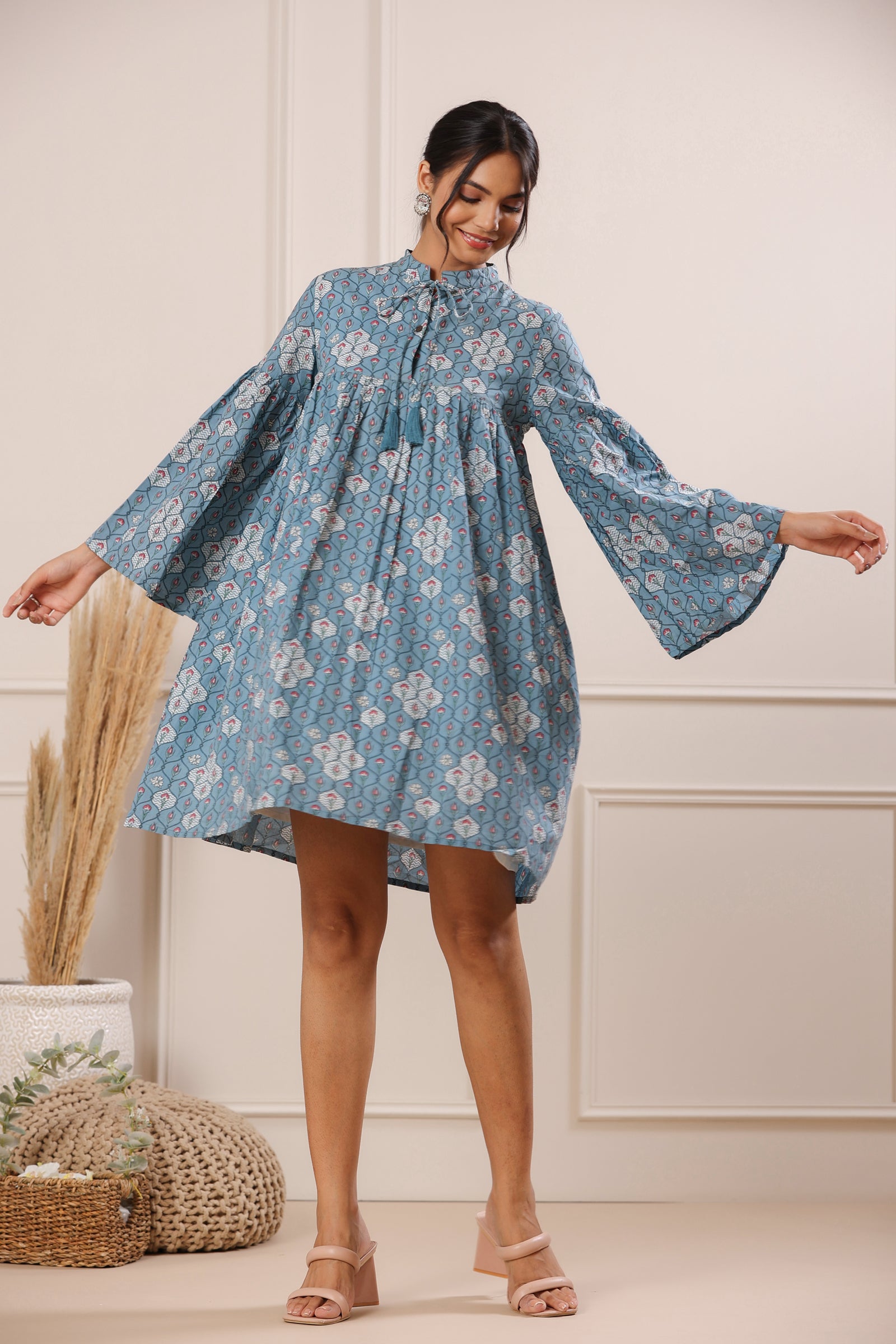 Lila Summer Paradise Cotton Dress - shahenazindia
