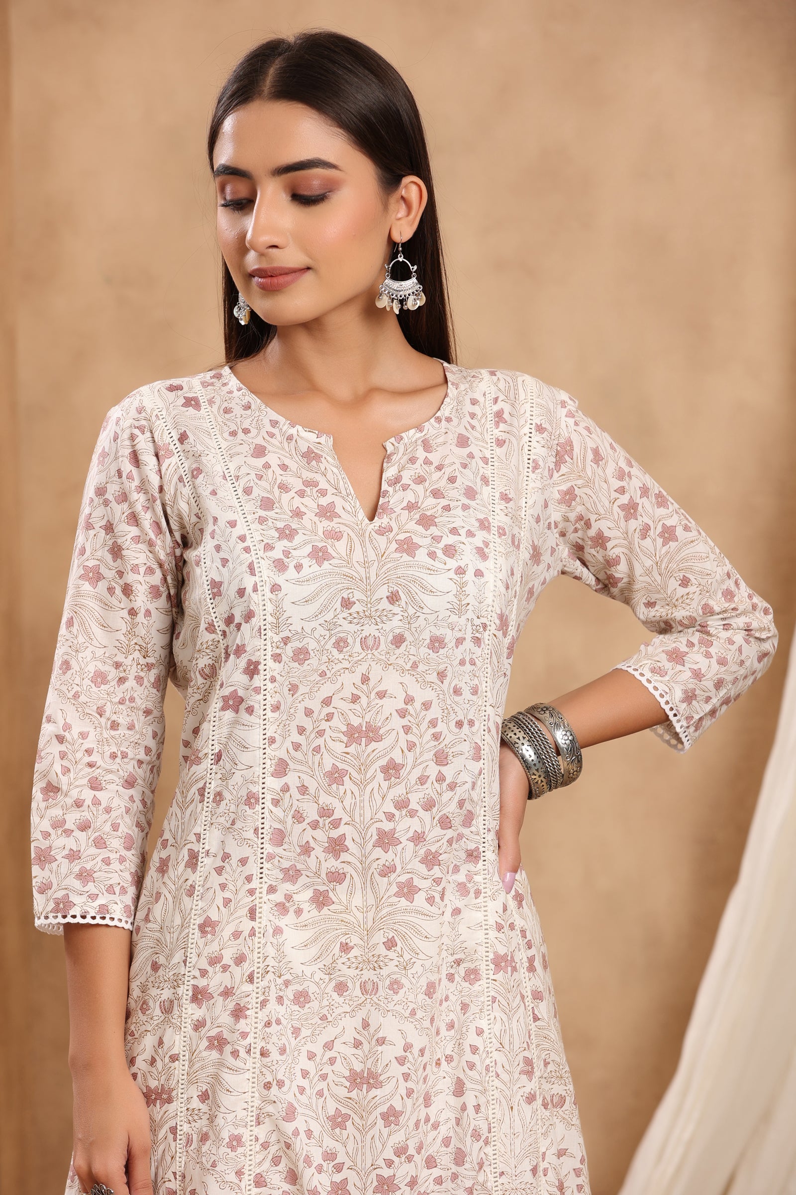 Rozana Shifat Bageecha A Line Cotton Kurta - shahenazindia