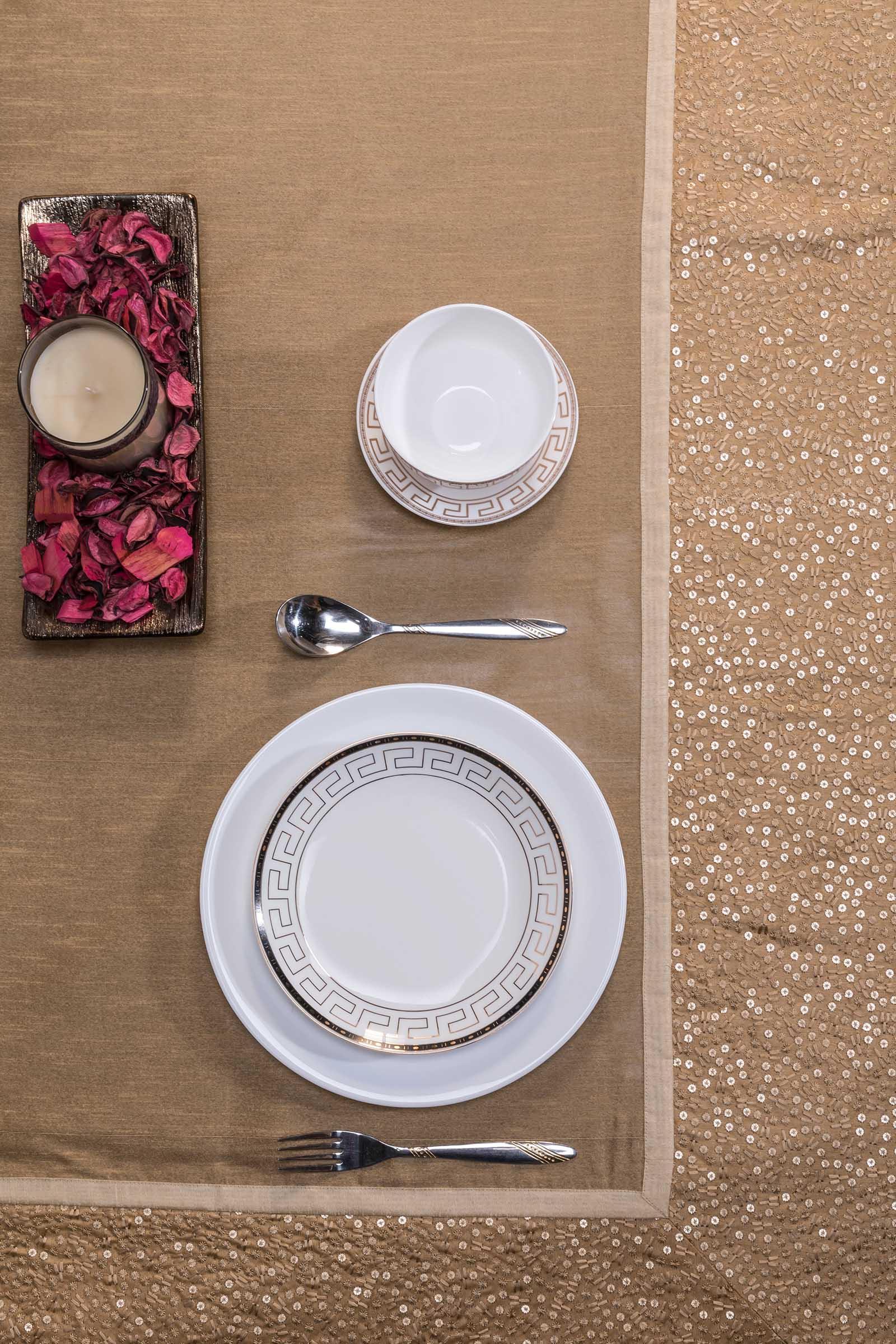Galaxy Sequins Embroidery Silk Table Cover - shahenazindia